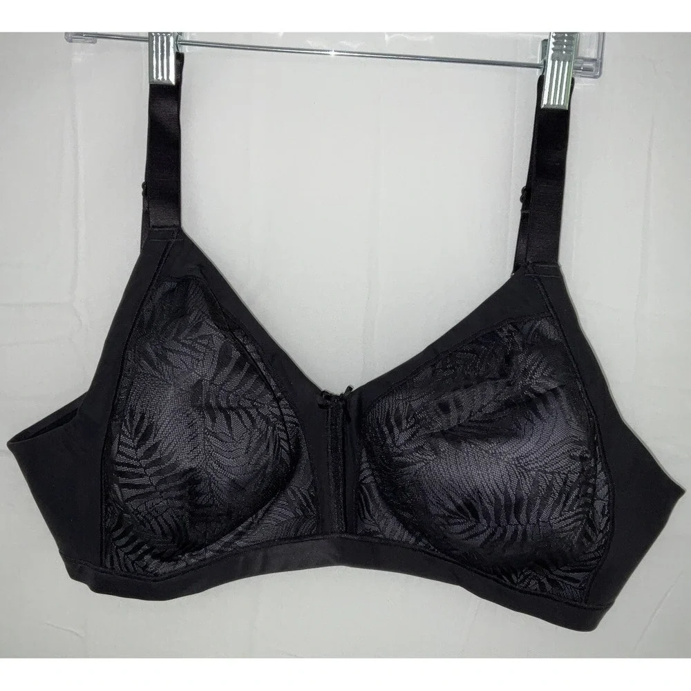 NWT Women's WonderBra Plus W1985 Back & Side Smoothing Wirefree Bra 46DD Black‎